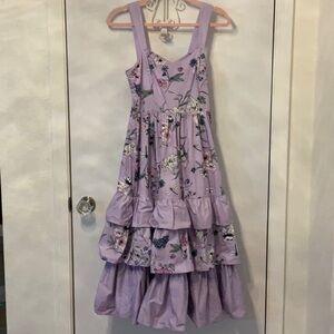 h&m purple ruffle dress H&M Purple Halter Hi-Lo Dress SIZE 12 Dots Ruffle Tiered Pleats Cocktail  Party